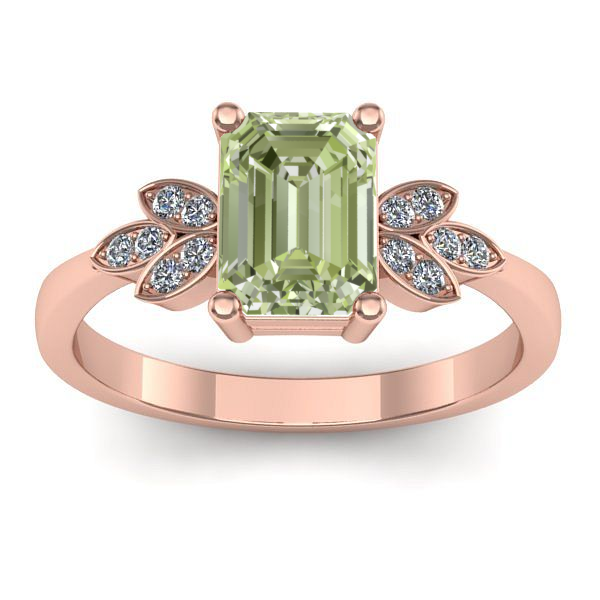 Inel logodna cu diamant de laborator verde dreptunghiular