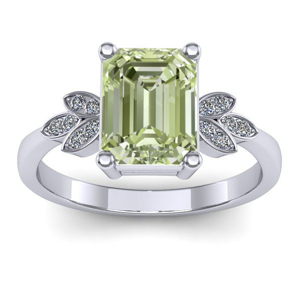 Inel de logodna cu diamant de laborator verde dreptunghiular