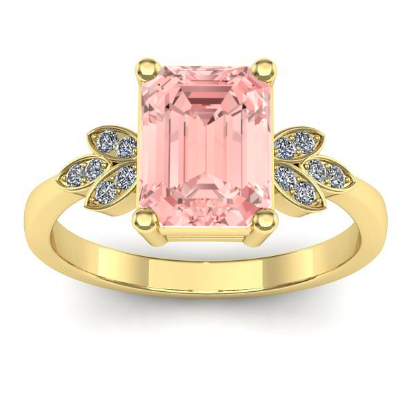 Inel logodna cu diamant de laborator roz dreptunghiular