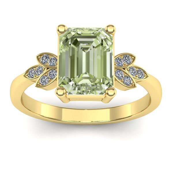 Inel cu diamant de laborator verde dreptunghiular