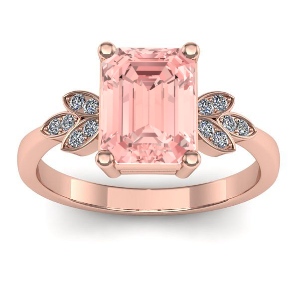 Inel de logodna cu diamant de laborator roz dreptunghiular