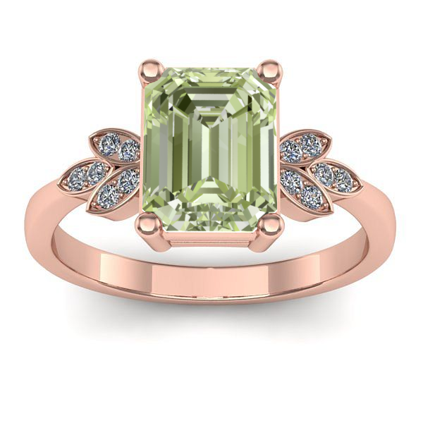 Inel cu diamant de laborator verde dreptunghiular