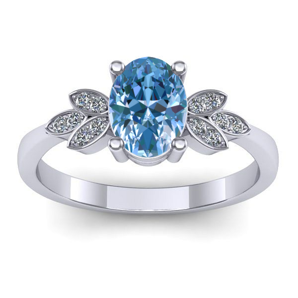 Inel logodna cu diamant de laborator albastru oval