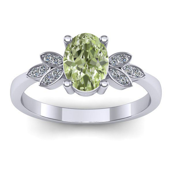 Inel de logodna cu diamant de laborator verde oval