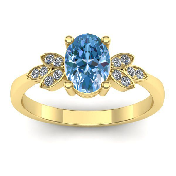 Inel cu diamant de laborator albastru oval