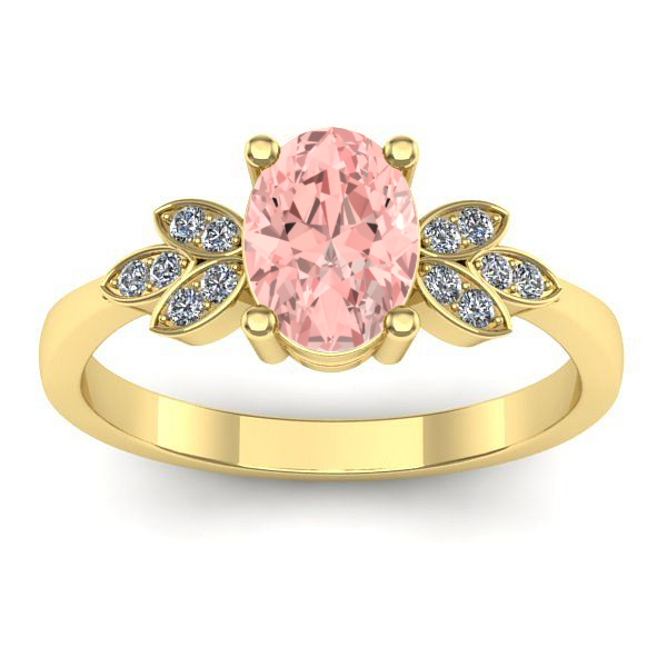 Inel cu diamant de laborator roz oval