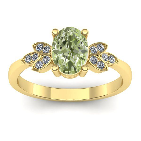 Inel logodna cu diamant de laborator verde oval