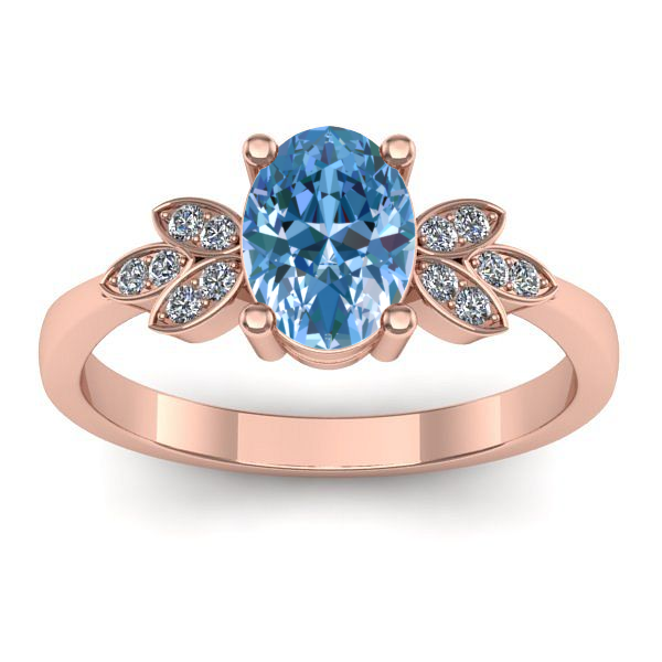 Inel logodna cu diamant de laborator albastru oval
