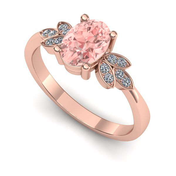 Inel logodna din aur roz cu diamant de laborator roz