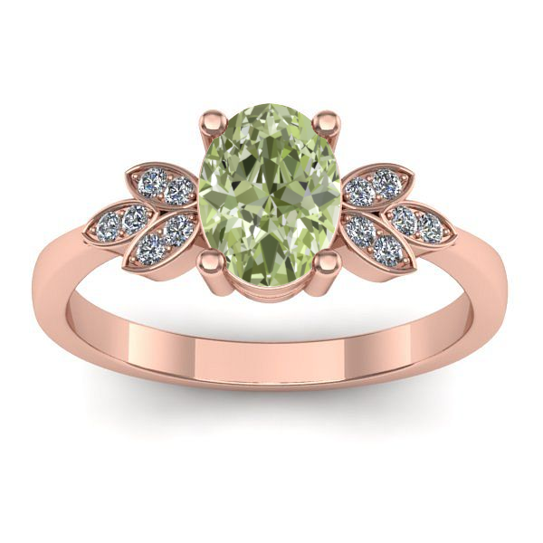 Inel cu diamant de laborator verde oval