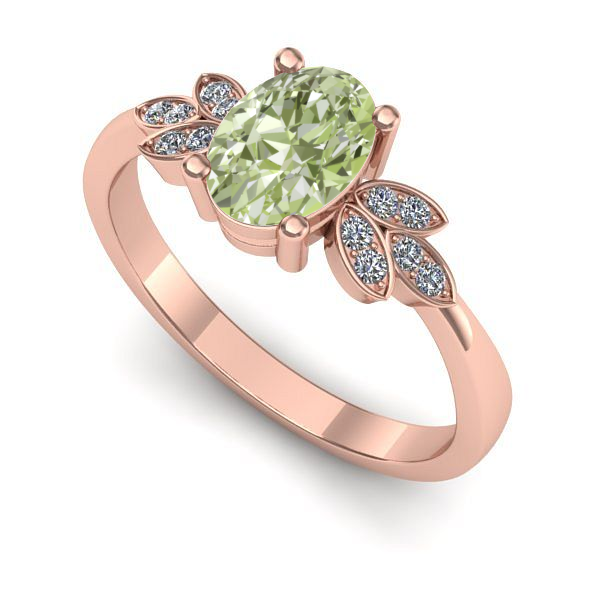 Inel de logodna din aur roz cu diamant de laborator verde