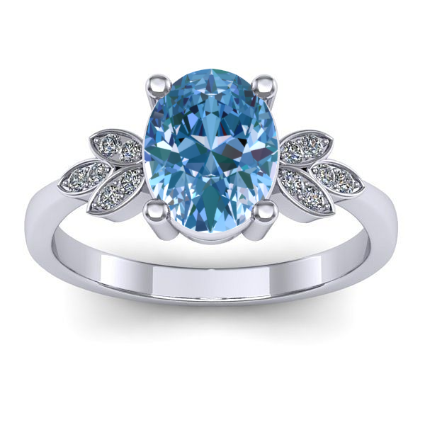 Inel logodna cu diamant de laborator albastru oval