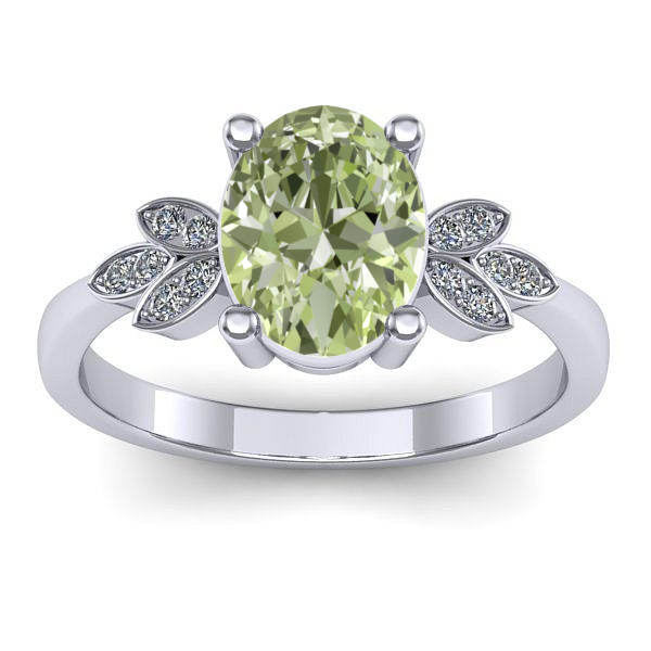 Inel cu diamant de laborator verde oval