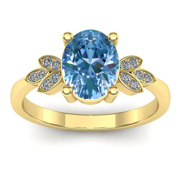 Inel logodna cu diamant de laborator albastru oval