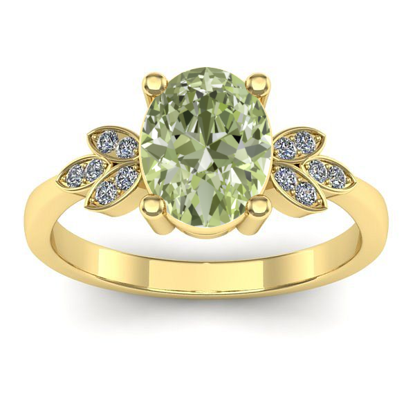 Inel cu diamant de laborator verde oval