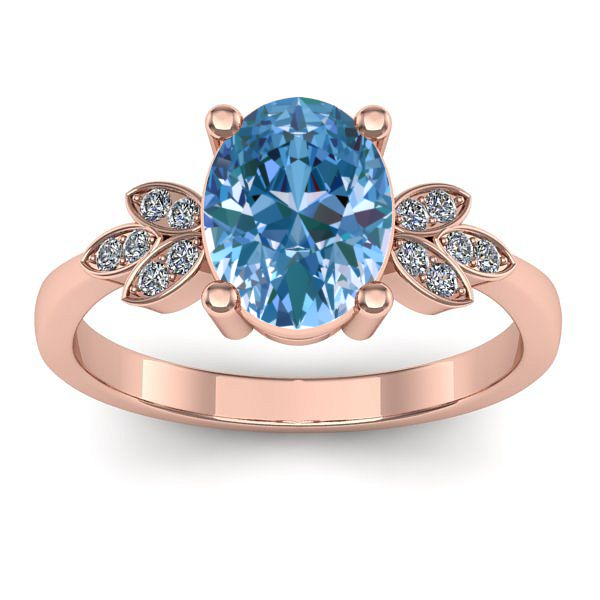 Inel cu diamant de laborator albastru oval