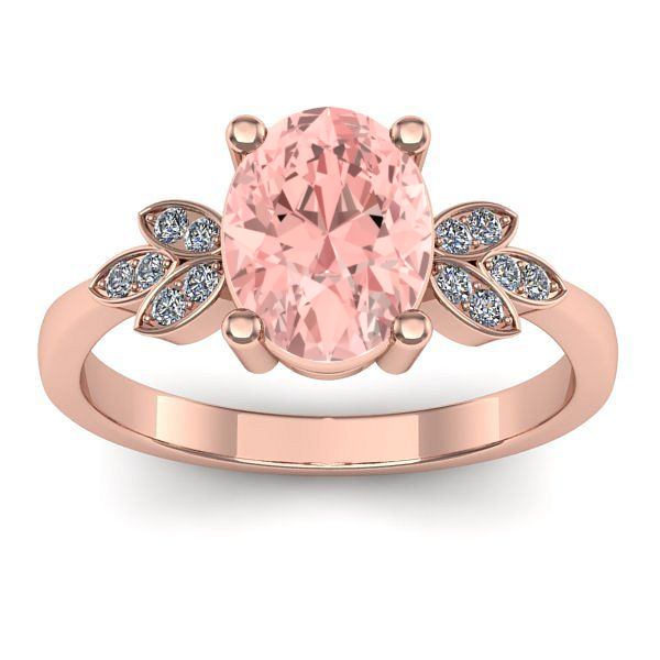 Inel logodna cu diamant de laborator roz oval