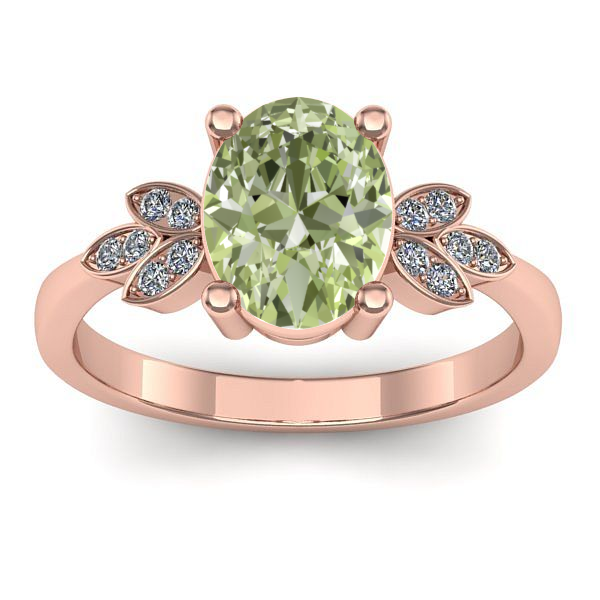 Inel logodna cu diamant de laborator verde oval