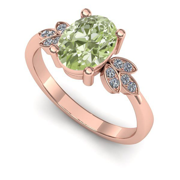 Inel logodna din aur roz cu diamant de laborator verde