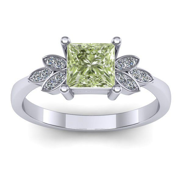 Inel de logodna cu diamant de laborator verde patrat