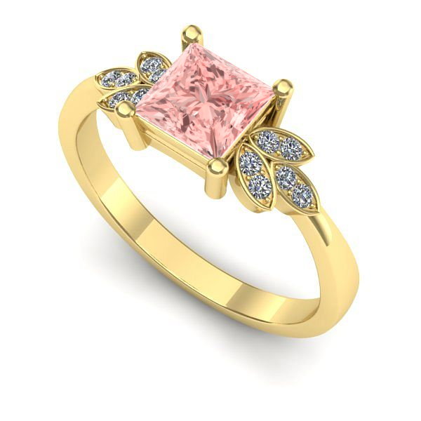 Inel din aur galben cu diamant de laborator roz
