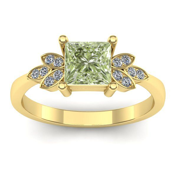Inel cu diamant de laborator verde patrat
