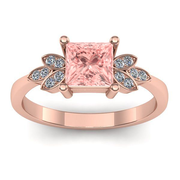 Inel de logodna cu diamant de laborator roz patrat