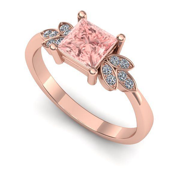 Inel logodna din aur roz cu diamant de laborator roz