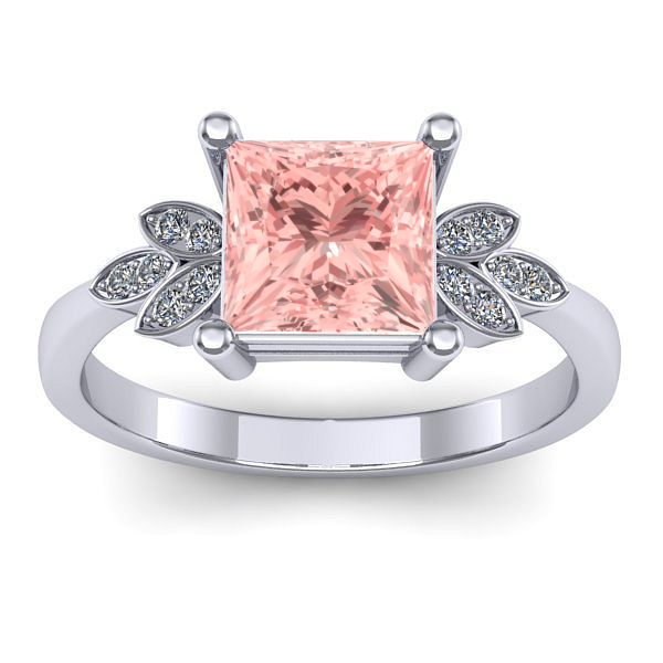 Inel logodna cu diamant de laborator roz patrat