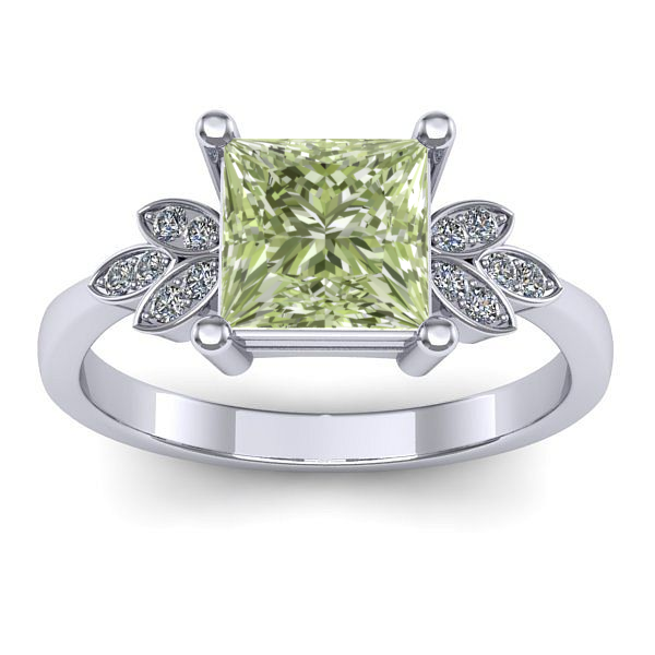 Inel logodna cu diamant de laborator verde patrat