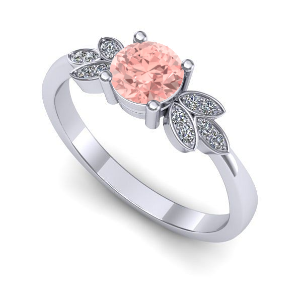 Inel din aur alb cu diamant de laborator roz