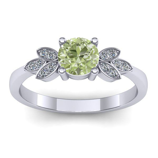 Inel cu diamant de laborator verde rotund