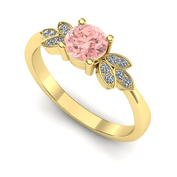 Inel logodna din aur galben cu diamant de laborator roz