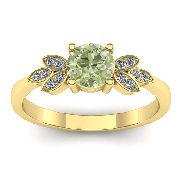 Inel de logodna cu diamant de laborator verde rotund