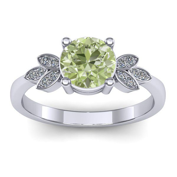 Inel de logodna cu diamant de laborator verde rotund