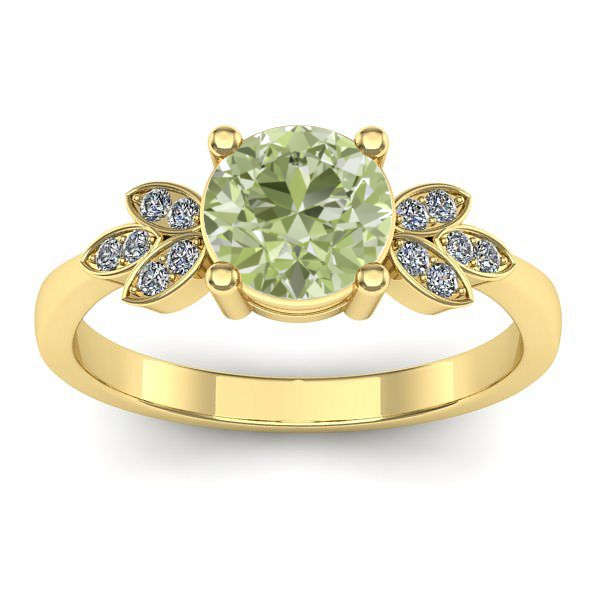 Inel cu diamant de laborator verde rotund