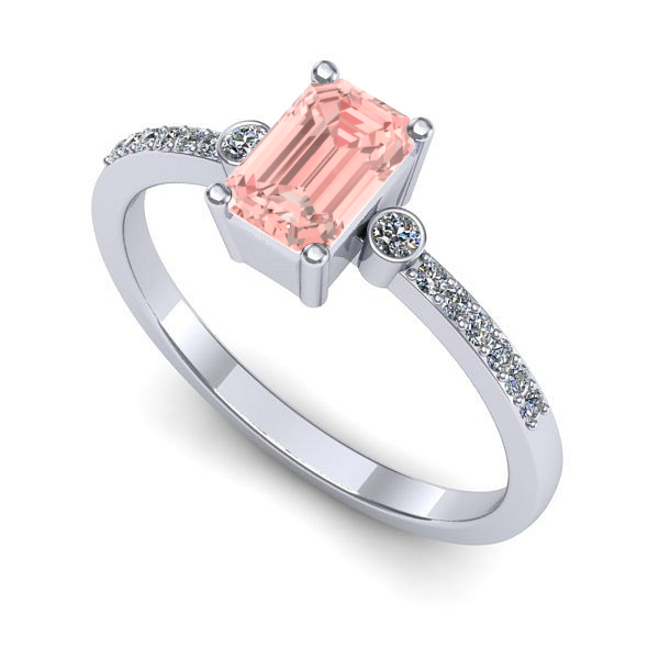 Inel de logodna din aur alb cu diamant de laborator roz