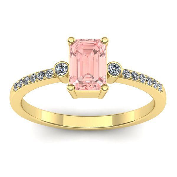 Inel de logodna cu diamant de laborator roz dreptunghiular