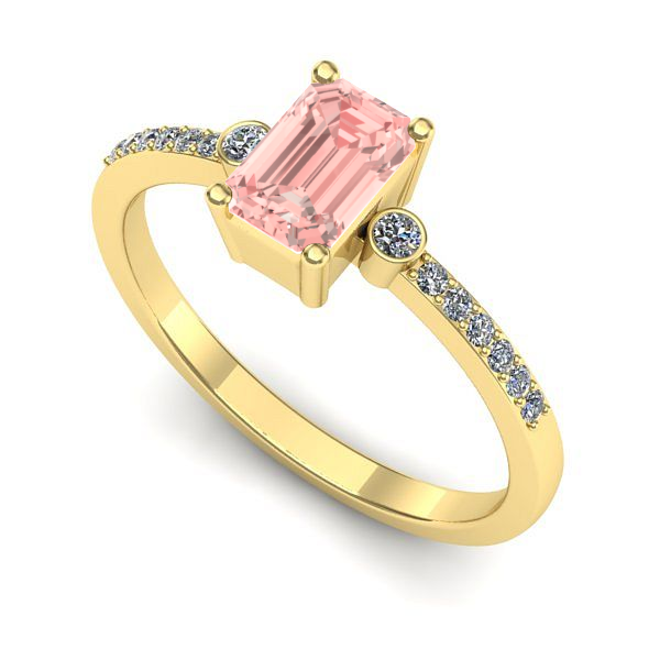 Inel din aur galben cu diamant de laborator roz