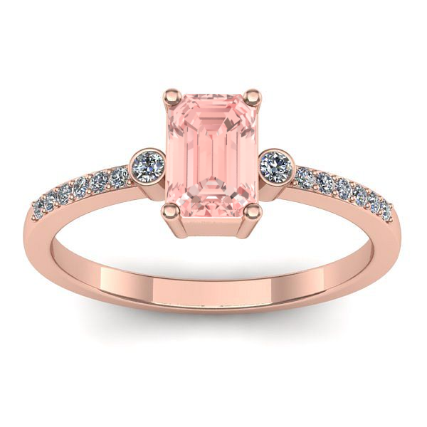 Inel logodna cu diamant de laborator roz dreptunghiular