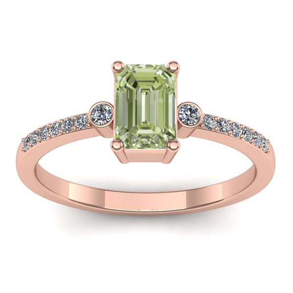 Inel logodna cu diamant de laborator verde dreptunghiular