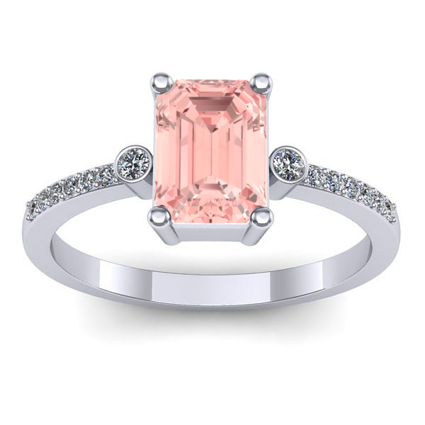 Inel logodna cu diamant de laborator roz dreptunghiular