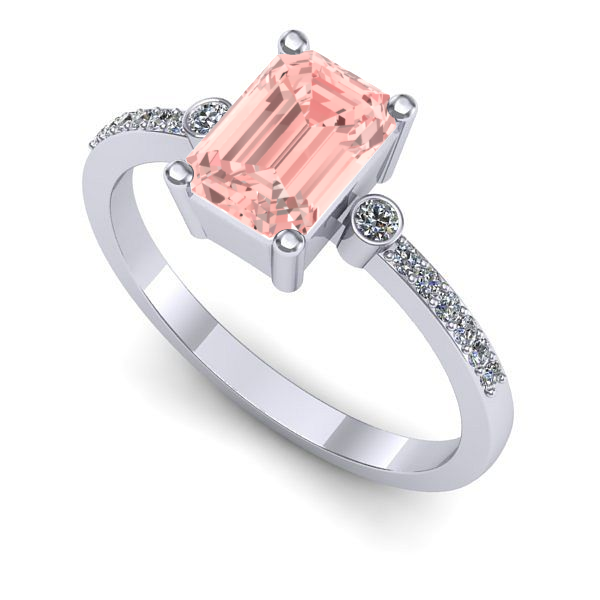 Inel de logodna din aur alb cu diamant de laborator roz