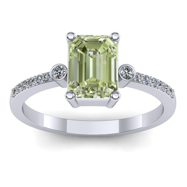 Inel cu diamant de laborator verde dreptunghiular