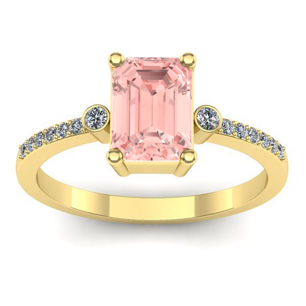 Inel logodna cu diamant de laborator roz dreptunghiular