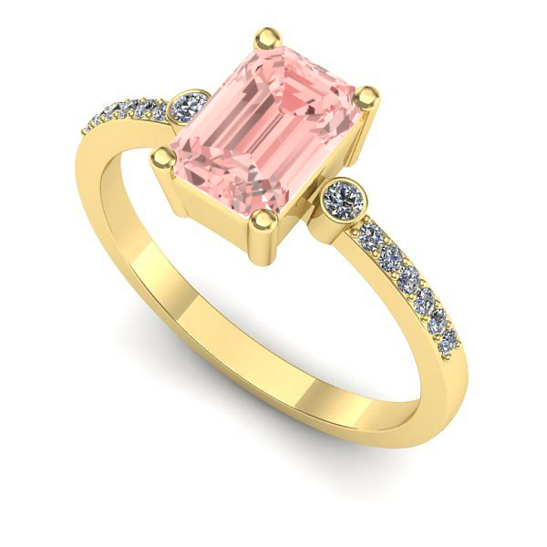 Inel logodna din aur galben cu diamant de laborator roz