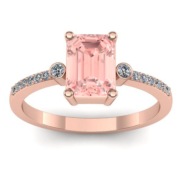 Inel logodna cu diamant de laborator roz dreptunghiular