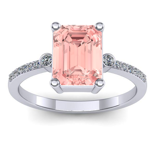 Inel cu diamant de laborator roz dreptunghiular