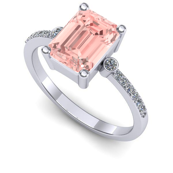 Inel logodna din aur alb cu diamant de laborator roz