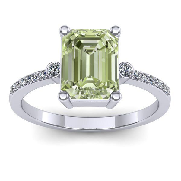 Inel de logodna cu diamant de laborator verde dreptunghiular